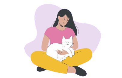 Uma mulher segurando um gato